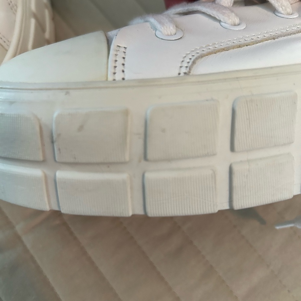 NWT Zara Leather Platform High-Top White Sneakers - Picture 7 of 8